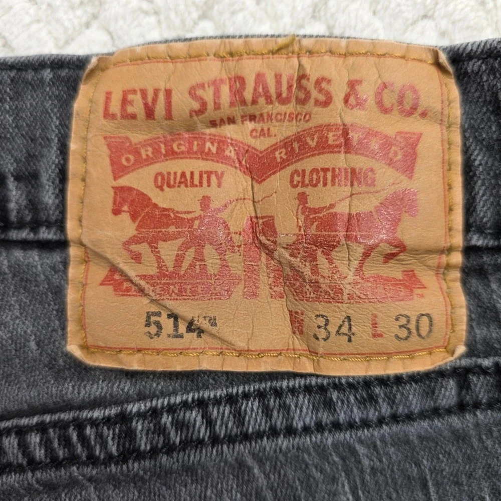 Levis 514‎ Straight Fit Mens Grey Denim Jeans 34x30 Classic Casual Pants